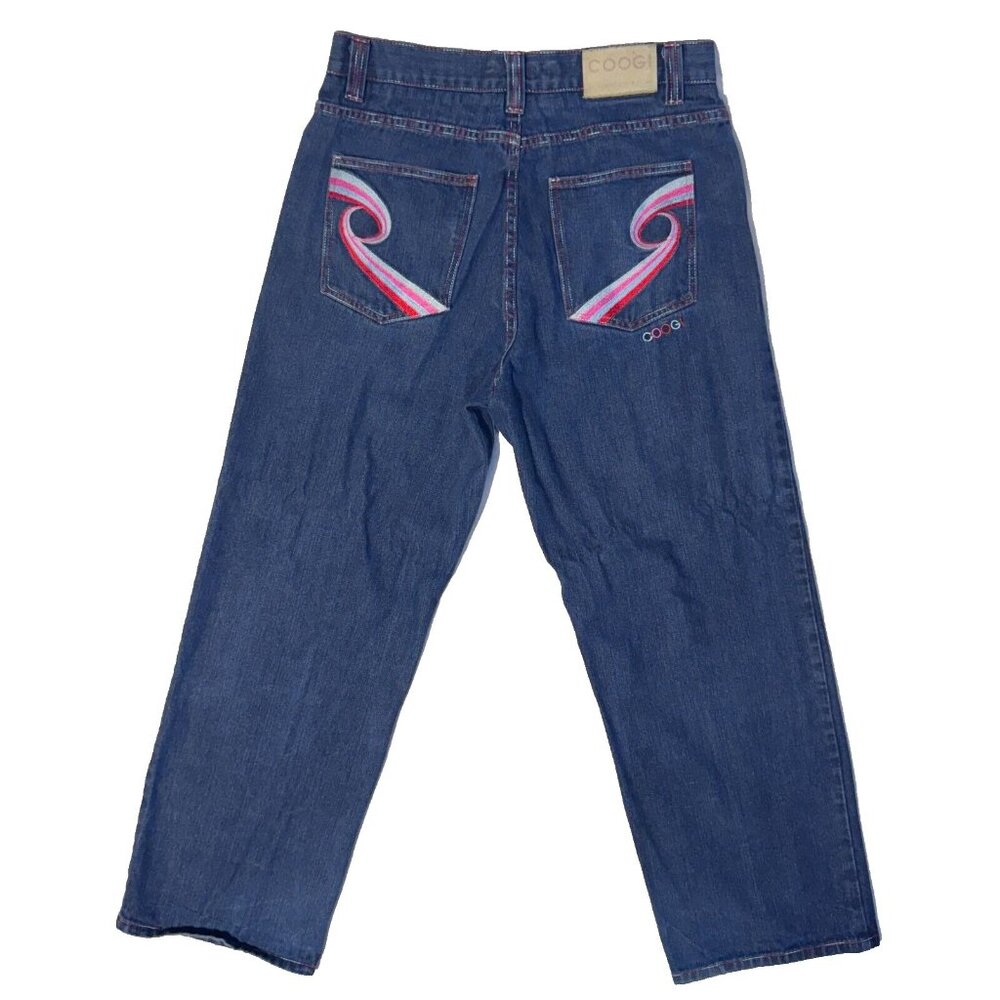 COOGI Jeans 34x32 Red/Pink Y2K Embroidered Back Pocket Denims